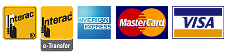 accepted payment methods: Visa, Mastercard, Amex, Interac Debit, Interac E-mail Money Transfer, Cheque, Cash
